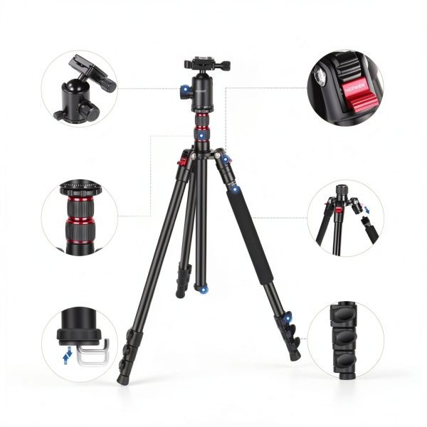 Neewer Camera Tripod Monopod Aluminum Ball Head Phone Holder-7