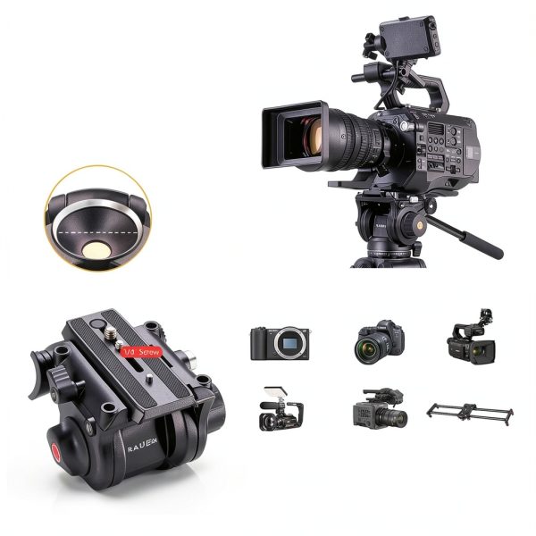 RAUBAY DV-1 Pro Fluid Head Tripod Aluminum DSLR Camcorder-4