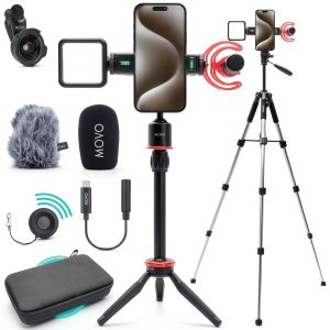 Movo iVlog1 Smartphone Video Kit with Mic Tripod LED Light-0