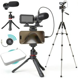 Movo iPhone 15 Vlogging Kit with Microphone LED Light-0
