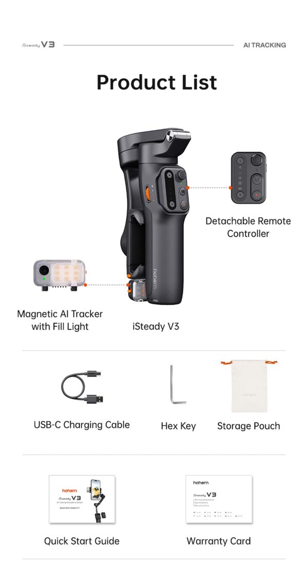 Hohem iSteady V3 Gimbal Magnetic AI Tracking Smartphone-14