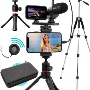 Movo iVlogger Smartphone Vlogging Kit Microphone LED Light-0