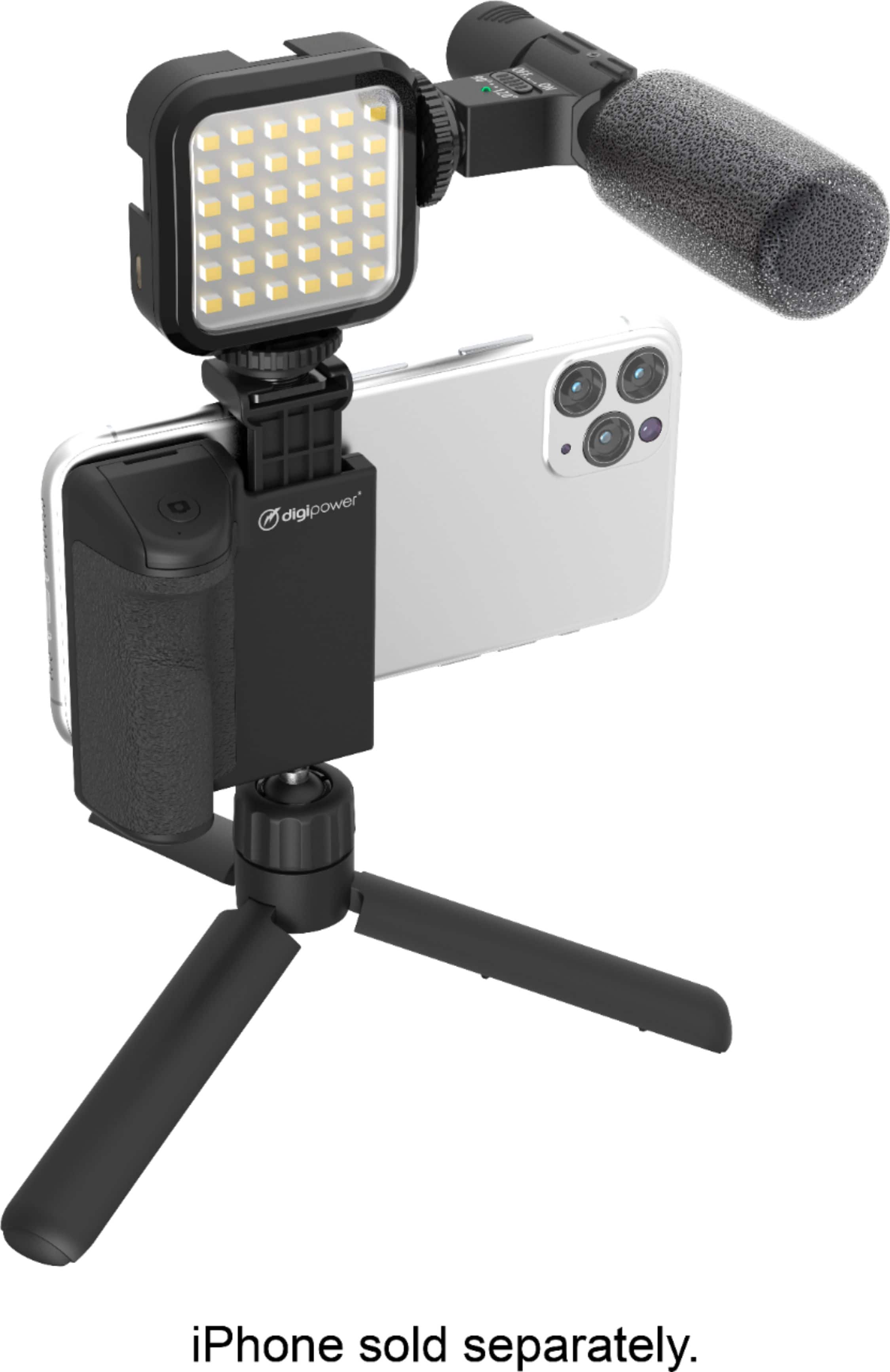 Digipower Vlogging Kit setup with LED light and microphone on a desk