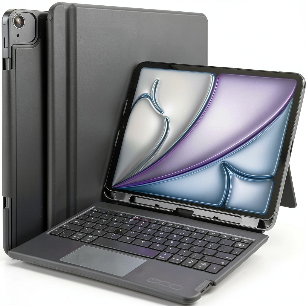 CODi Bluetooth Keyboard Case attached to an iPad showing trackpad and keyboard