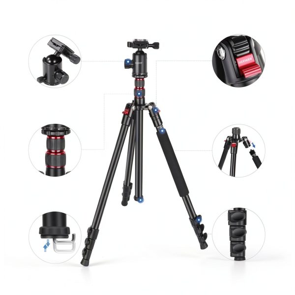 Neewer Aluminum Tripod Monopod 360 Ball Head Phone Holder-6