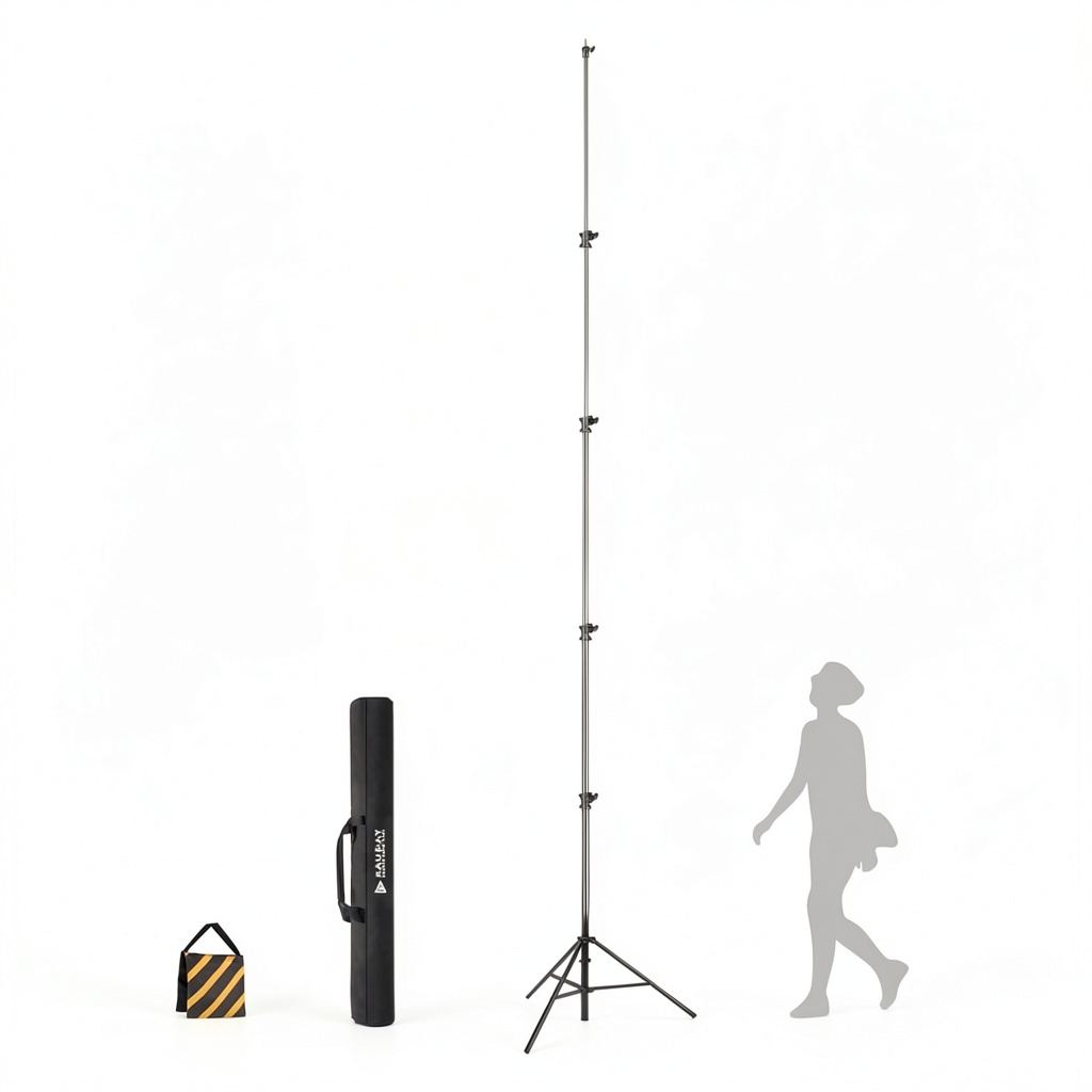 RAUBAY tripod extended to full height on a sports field