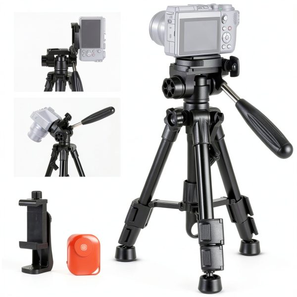 Neewer Basic Mini Desk Tripod 3 Way Pan Tilt Head Remote-0
