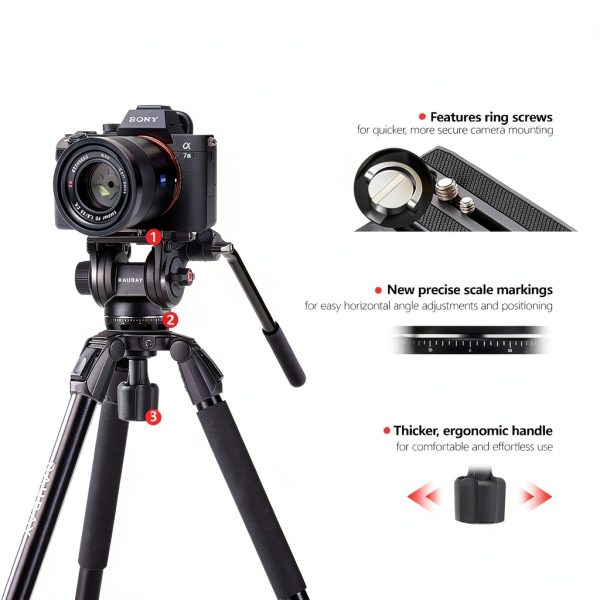 RAUBAY DV-3 Tripod Professional Fluid Head Camera Support-1