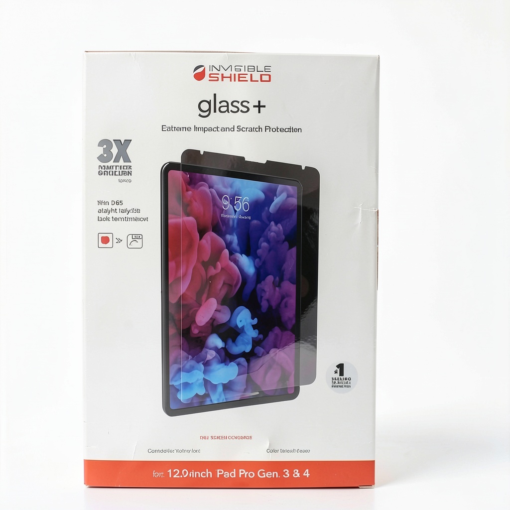 ZAGG InvisibleShield Glass+ screen protector applied on an iPad Pro 12.9-inch