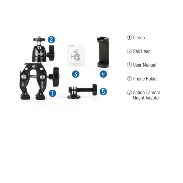 Neewer ST87 Super Clamp Ballhead Mount for Cameras Phones-7
