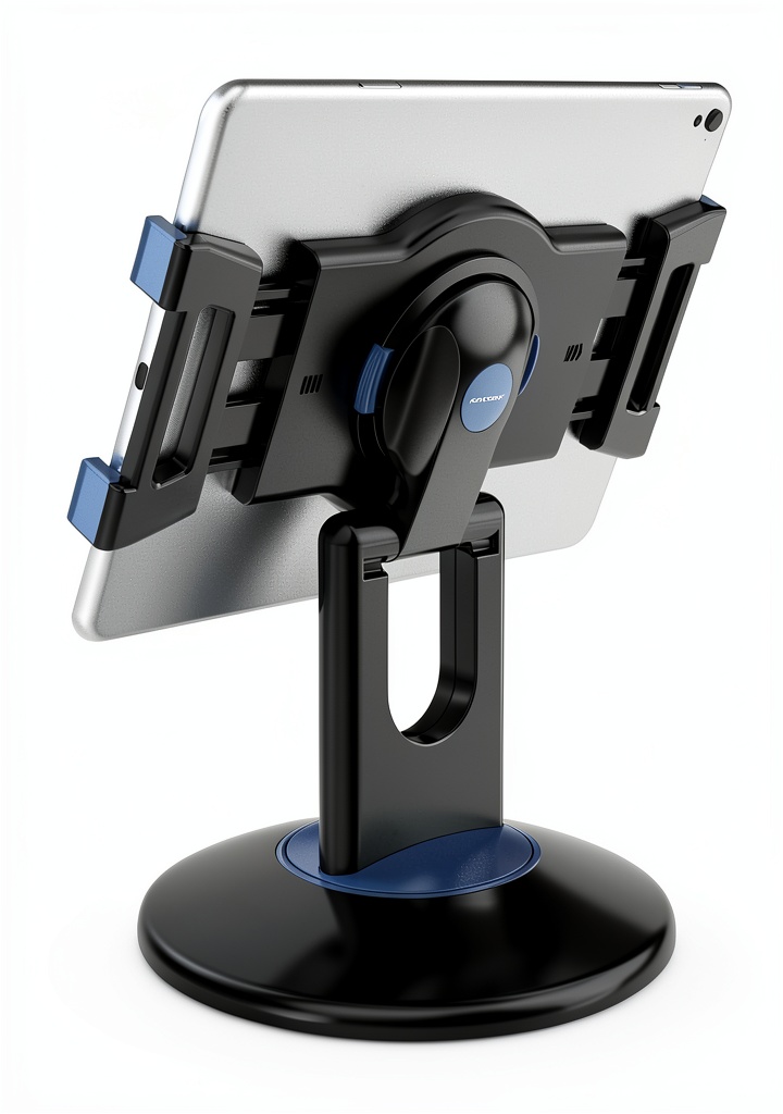 Pavo Tablet Stand with 360-degree rotation on a desk