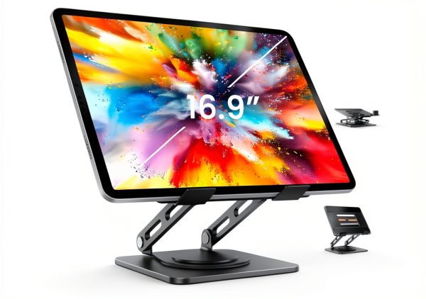 Pavo Tablet Stand 360 Rotating Base Sturdy Metal Design-0