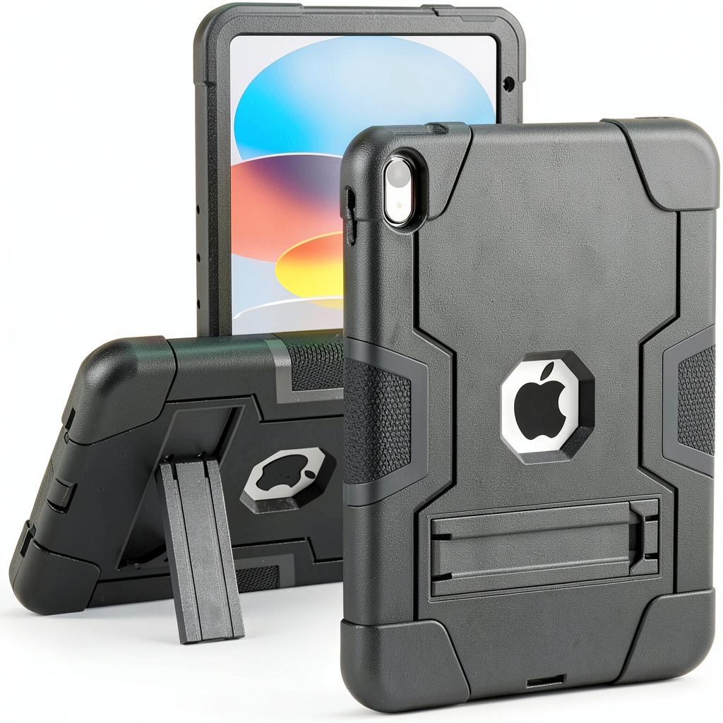 Entronix Heavy Duty Case showing raised edges and kickstand on an iPad