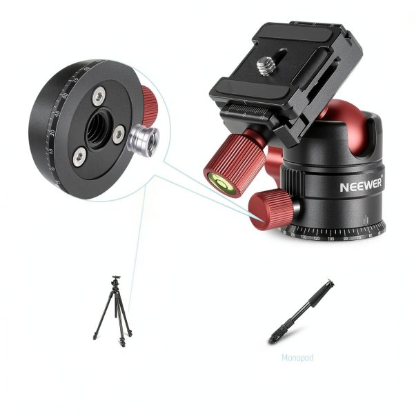 Neewer Tripod Head 360 Panoramic Ball Head for DSLR Cameras-4
