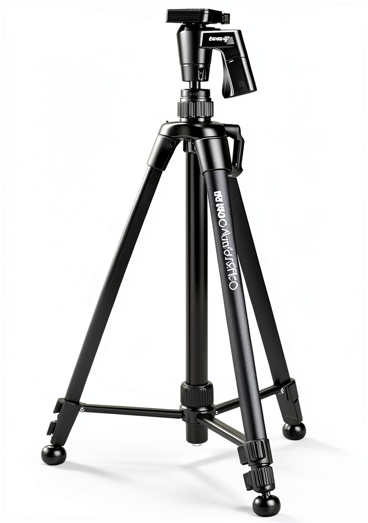 Sunpak tripod with self-leveling feet on uneven ground