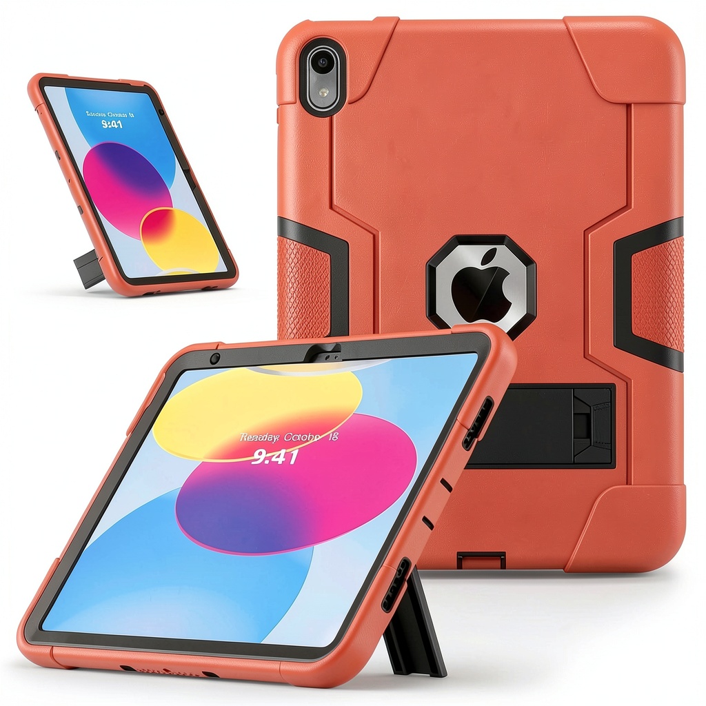 Entronix iPad case showing raised edges and kickstand in use