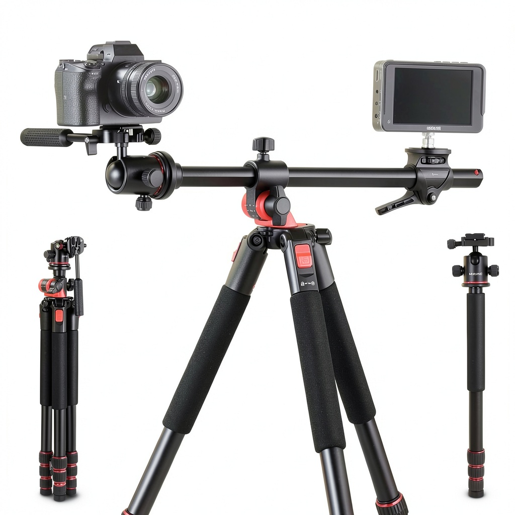 'Neewer horizontal tripod extended in a studio setting'