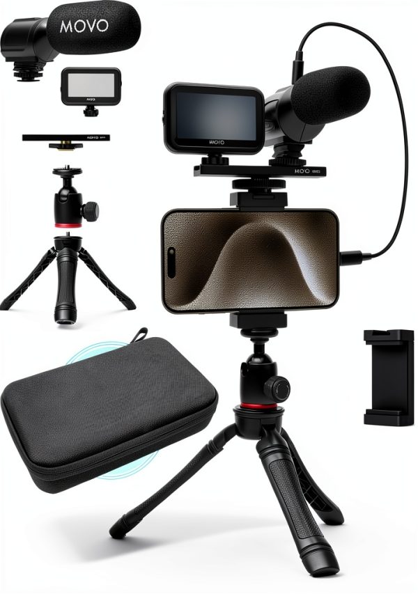 Movo USB-C Vlogging Kit Smartphone Microphone LED Light-0