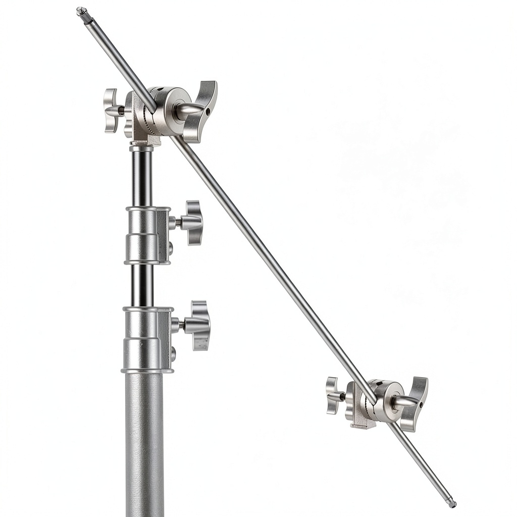 'Neewer Grip Arm attached to a light stand in a studio setup'