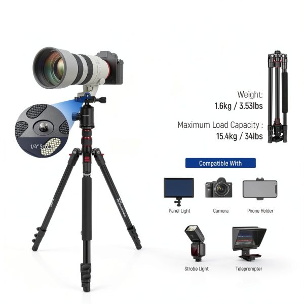 Neewer Aluminum Tripod Monopod 360 Ball Head Phone Holder-1