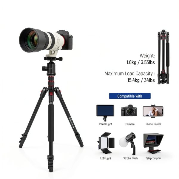 Neewer Camera Tripod Monopod Aluminum Ball Head Phone Holder-1