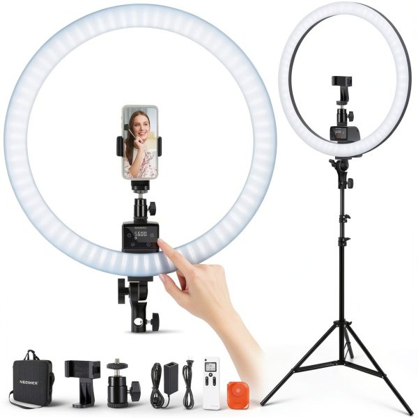 Neewer 18 Inch LED Ring Light Tripod Phone Holder Remote-0