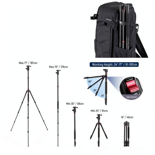 Neewer Camera Tripod Monopod Aluminum Ball Head Phone Holder-6