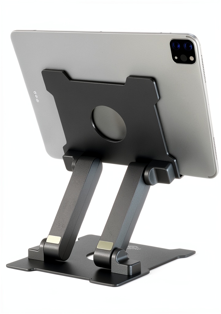 T27 tablet stand holding an iPad on a desk