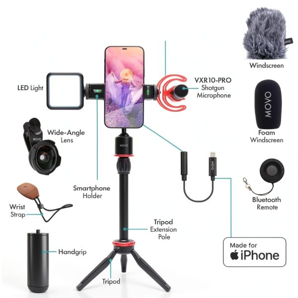 Movo iVlog1 Smartphone Video Kit with Microphone and LED-5
