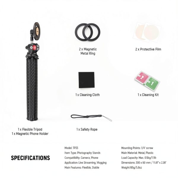 Neewer Magnetic Phone Tripod Magsafe iPhone Android Vlogging-7