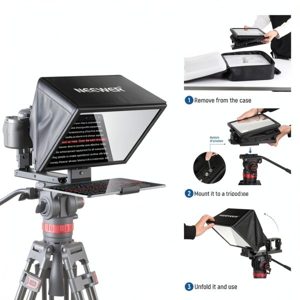 Neewer X12B Teleprompter Aluminum Alloy No Assembly Remote-7