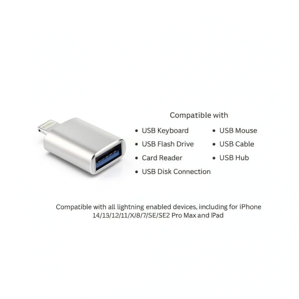 Lightning USB Adapter Card Reader Data Transfer iPhone iPad-3