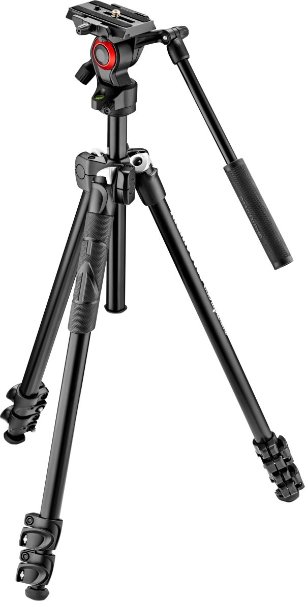 Manfrotto Aluminum Tripod Fluid Video Head Camera Balancing-0