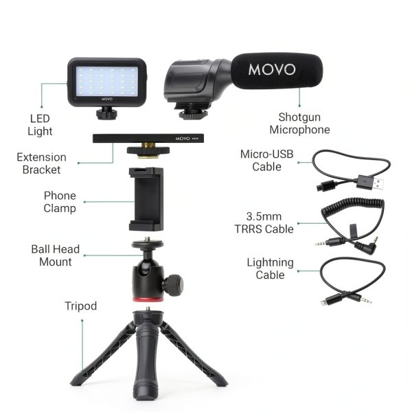 Movo iVlogger Smartphone Vlogging Kit with Microphone and-1
