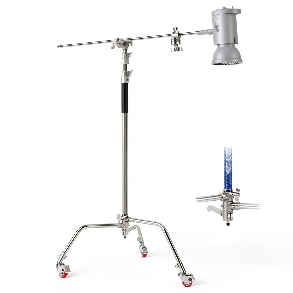 'Neewer Light Stand extended in a studio setting'