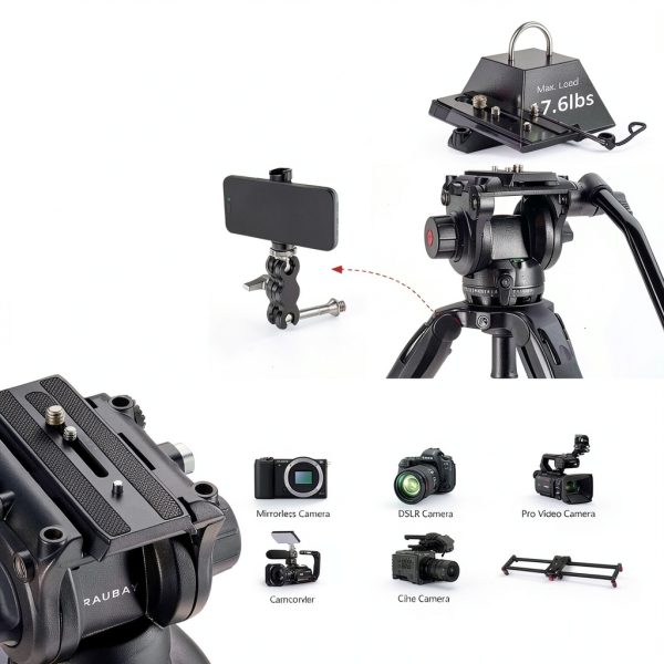 RAUBAY DV-3 Tripod Professional Fluid Head Camera Support-5