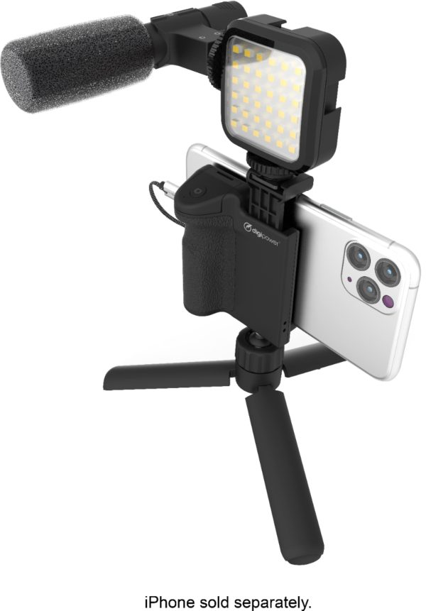 Digipower Vlogging Kit LED Light Microphone Tripod Remote-2