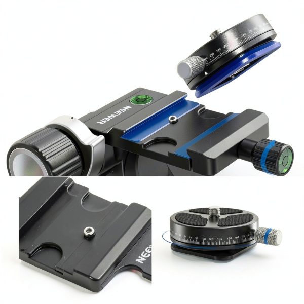 Neewer 3 Way Geared Tripod Head Aluminum Alloy Camera-4