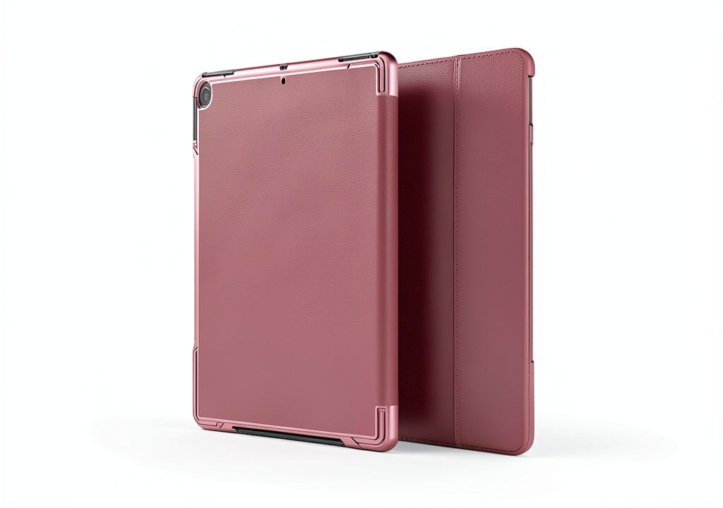 iPad Air 10.5 in pink folio case showing front and back views