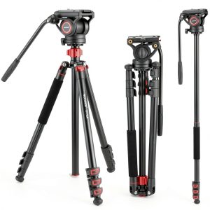 Neewer Aluminum Tripod Fluid Head DSLR Camera Monopod-0