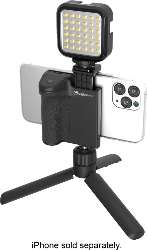 Digipower Vlogging Kit LED Light Microphone Tripod Remote-4