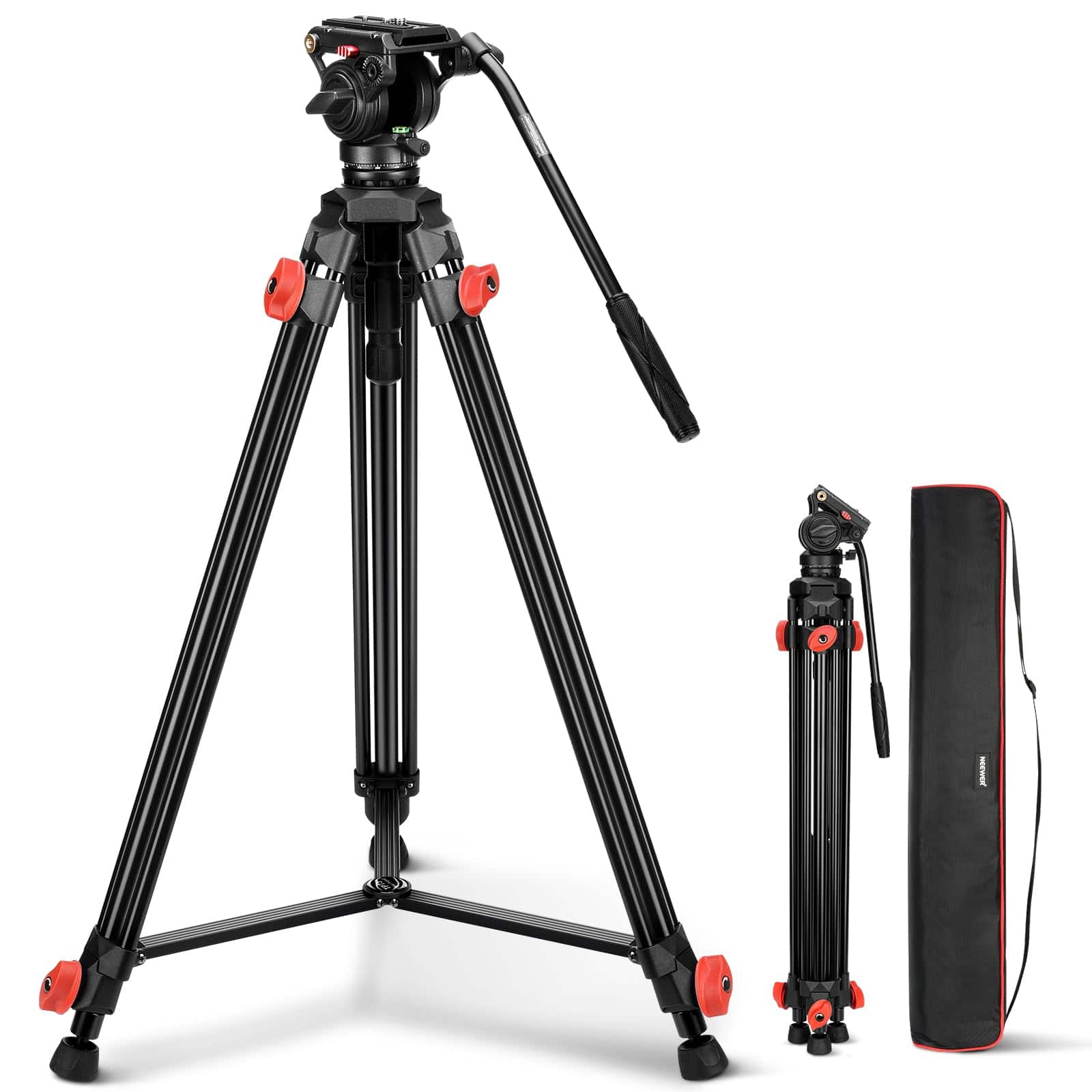 Neewer Video Tripod extended in a landscape setting