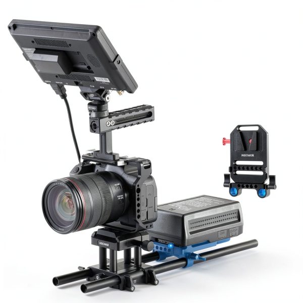 Neewer V Mount Battery Plate Dual Rod Clamps Camera Rig-3