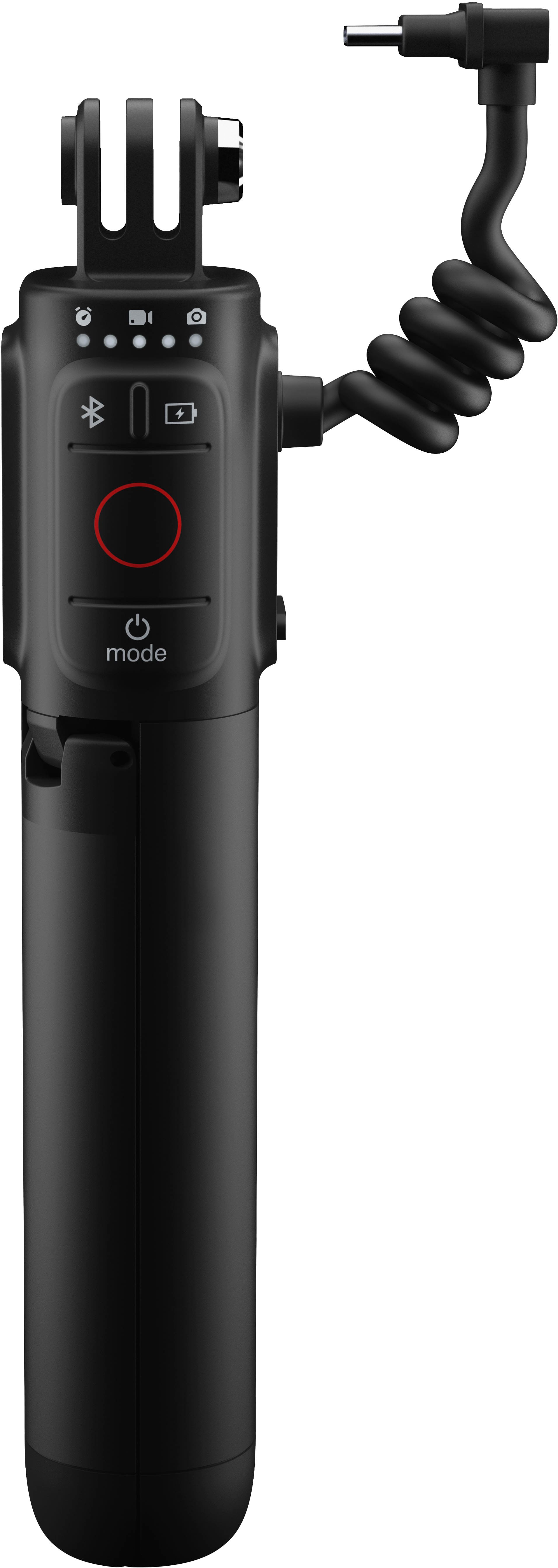 GoPro Volta attached to a camera on a rocky trail