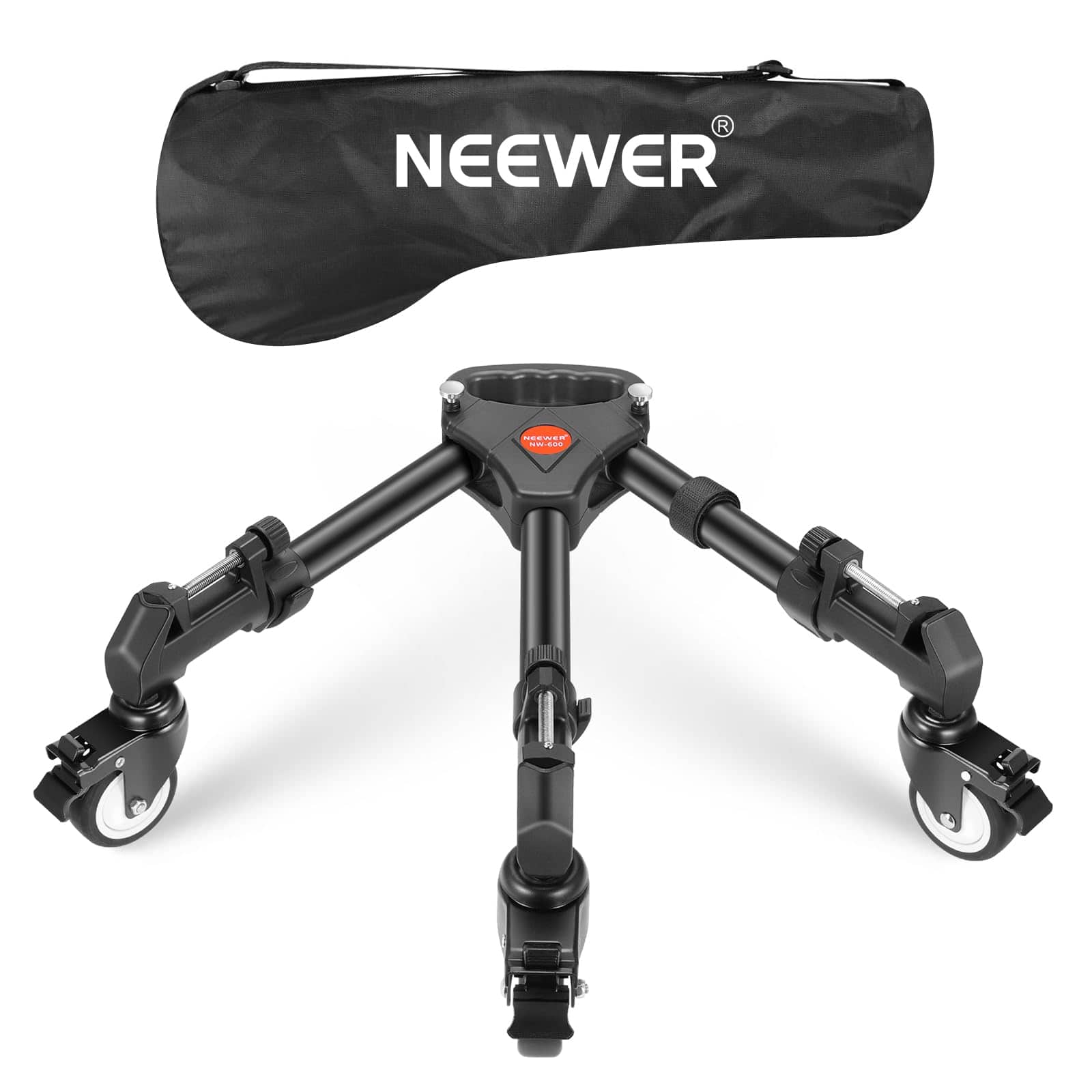 Neewer Tripod Dolly with extended legs on a studio floor