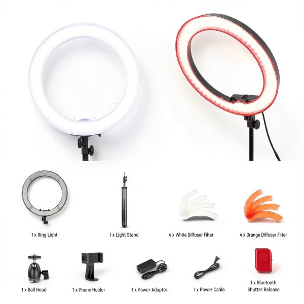 Neewer 18 Inch Ring Light Dimmable Bi Color Streaming-7