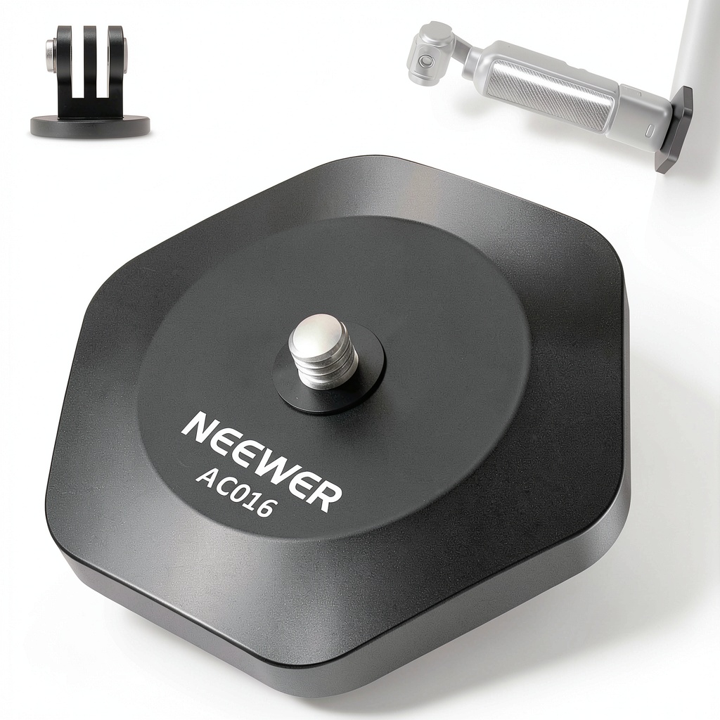 'Neewer magnetic camera mount attached to a car surface'