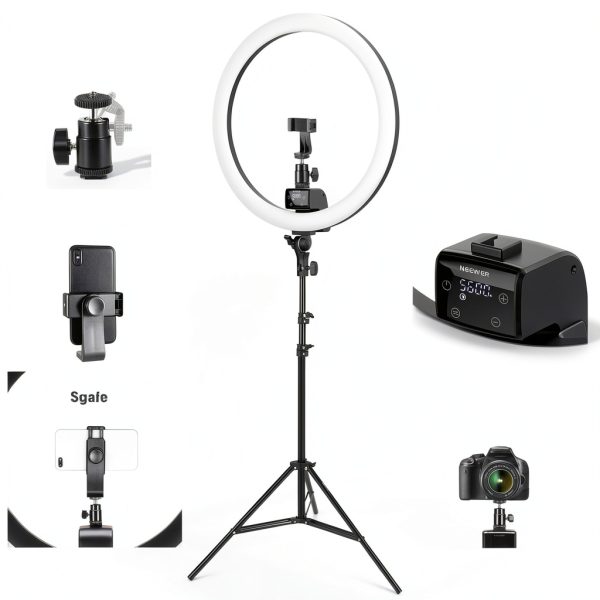 Neewer 18 Inch LED Ring Light Tripod Phone Holder Remote-6