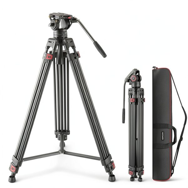 Neewer TP74 Video Tripod Fluid Head Aluminum Heavy Duty-0