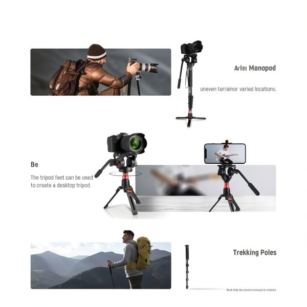 Neewer Camera Monopod with Feet Aluminum Telescopic Fluid-6